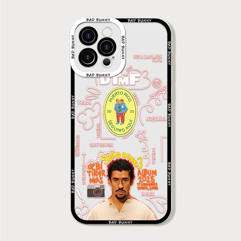 Clear Phone Case for IPhone 16 Pro Max 15 14 13 12 11 Mini X XR XS SE2 7 8 14Plus DTMF Debí Tirar Más Fotos Bad Bunny Soft Cover