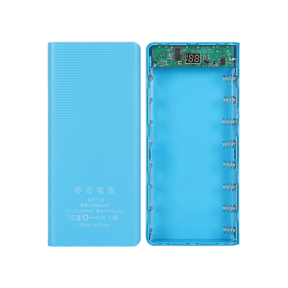 DIY 8*18650 Battery Power Bank Case 20000mAh solder-free sheath DIY power bank housing kit digital tube display