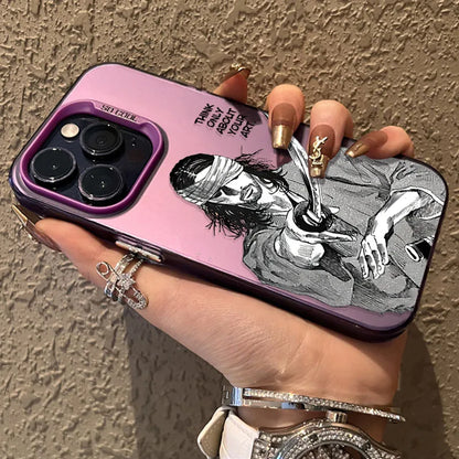 Case for iPhone SE4 16E 16 15 14 13 12 11 Pro Max XS X XR Plus 8 7 SE 2020 Japanese Comics Vagabond Samurai Plating Matte Cover