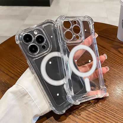Luxury Magnetic Shockproof Phone Case For iPhone 16 15 14 13 12 11 Pro Max Plus Magsafe Wireless Charge Lens Protection Cover
