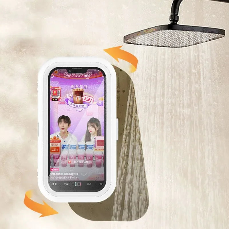 Adjustable Waterproof Shower Phone Holder Telescoping Arm Rotation Angle Mount for Bathroom Kitchen Wall Bracket Stand