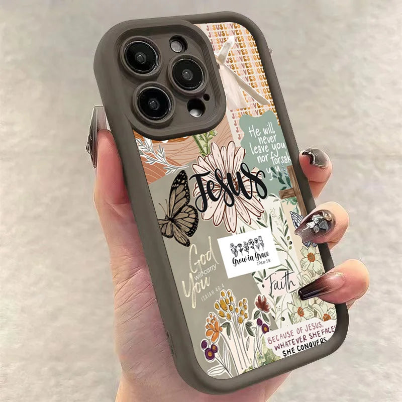 Jesus Collage Pattern Thick Shockproof Phone Case For iPhone 16 Pro Max 16 15 14 13 12 11 Pro Max X XR XS 7 8 16 Plus  Cover