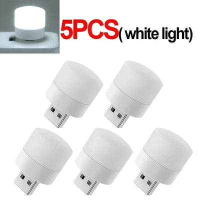 50-1PCS USB Night Light Mini LED Night Light USB Plug Lamp Power Bank Charging USB Book Lights Round Reading Eye Protection Lamp