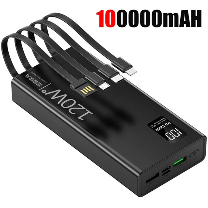Lenovo 4-in-1 Power Bank 120W 500000mAh High Capacity With Cables Super Fast Charging Portable Charger For iPhone Samsung 2026