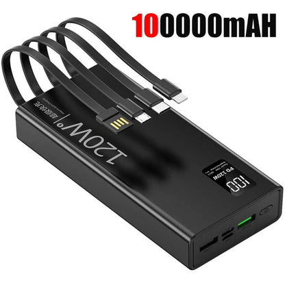 Lenovo 4-in-1 Power Bank 120W 500000mAh High Capacity With Cables Super Fast Charging Portable Charger For iPhone Samsung 2026