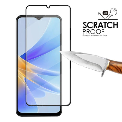6-in-1 For OPPO A17 Glass For OPPO A17 Tempered Glass HD 9H Full Cover Glue Screen Protector For OPPO A 17 A17 Lens Glass 6.56"