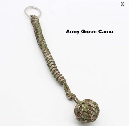 Black Monkey Fist Steel Ball Key Chain for Girls - Outdoor Security Protection Self Defense Lanyard for Bearing Broken Windows