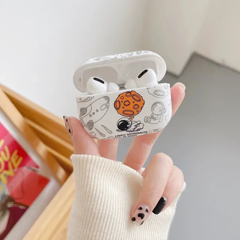 Astronaut Space Moon Soft Earphone Case for Airpods 4 2024 Pro 3 2 1 Headphone Cover for Air Pods Pro2 Pro3 Generation Custodia