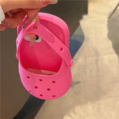 INS Cute Funny Hole Slippers Phone Case For iPhone 15 13 14 12 11 Pro Max Creative Summer Camera Protection Soft Silicon Cover