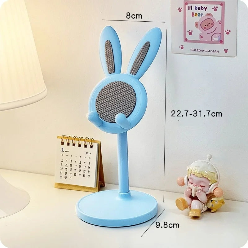 Lazy Stand Cartoon Bunny Phone Holder For iPhone IPad Samsung Cute Rabbit Mobile Phone Stand Desktop Adjustable Telescopic Lift