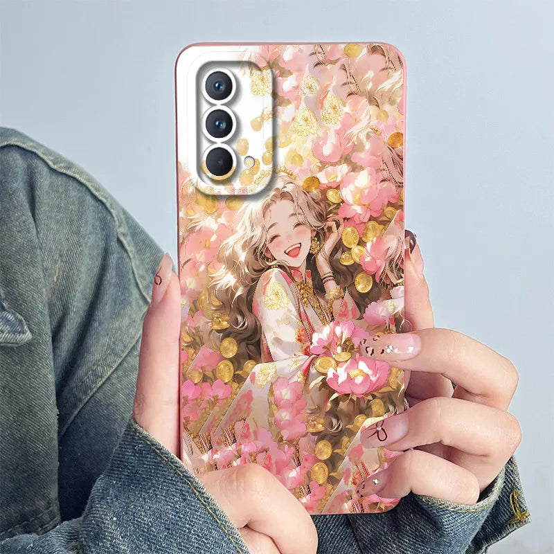 For Realme GT Master Phone Case GTmaster Edition RMX3363 RMX3360 Casing Soft Silicone Sweet Painted Fashion Flower Printed Cover