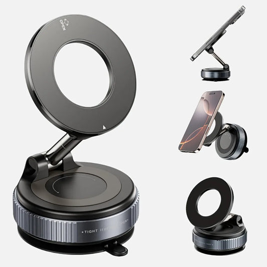 Car Phone Holder Multifunctional Foldable Vacuum Magnetic Phone Holder Suitable for Gym Bathroom Mirrors Ceramic Tiles Marble