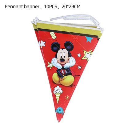 Mickey Balloon Cartoon Mouse Minnie Decorations Party Happy Birthday Banner Cake Topper Disposable Tableware Background Gift Bag