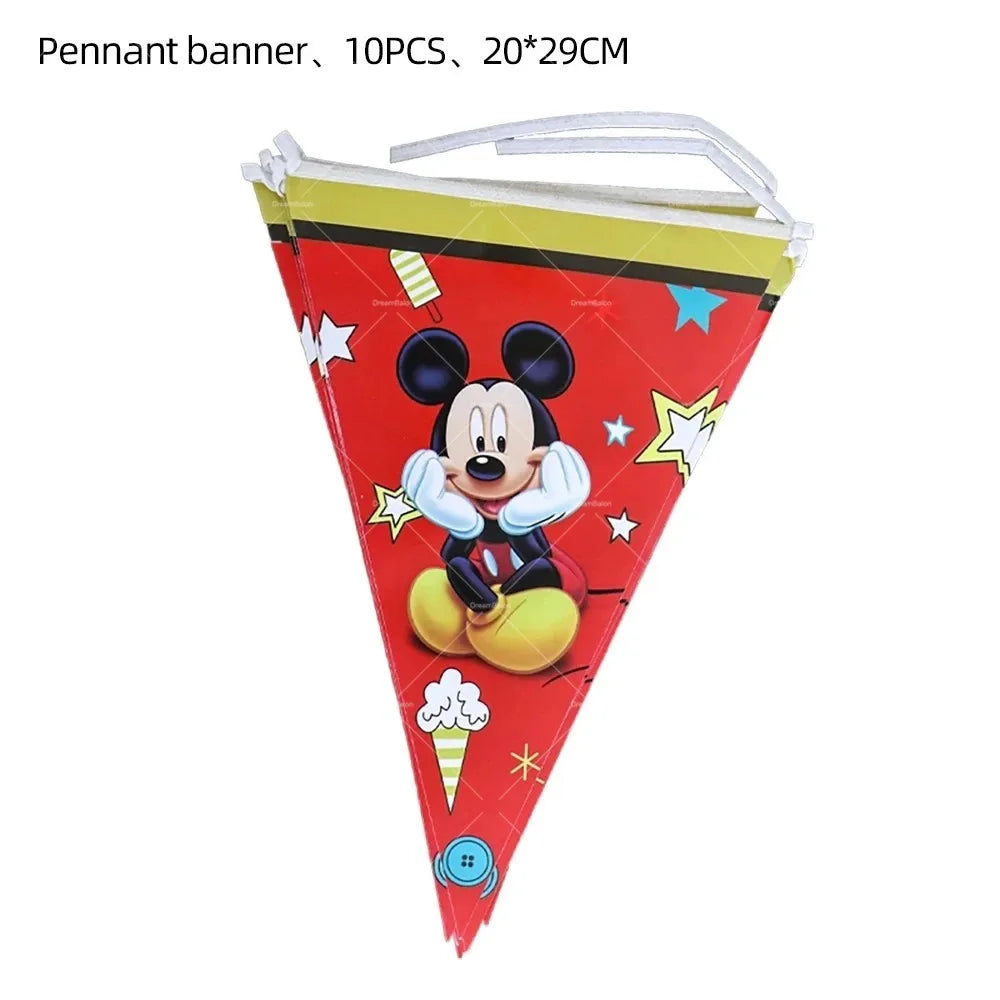 Mickey Balloon Cartoon Mouse Minnie Decorations Party Happy Birthday Banner Cake Topper Disposable Tableware Background Gift Bag