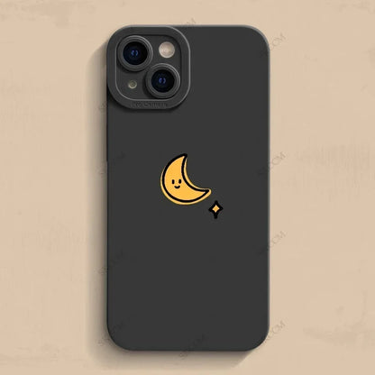 Simple Sun Moon Phone Case For iPhone 15 14 13 12 11 Pro Max 7 8 Plus X XR XS Funda High-end Soft Silicone Luxtury Cases Cover