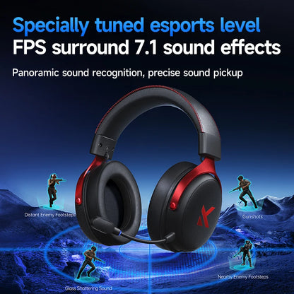 MCHOSE V9 Pro Gaming Headphones 2.4G BT5.3 Wireless BT5.3 Headset 7.1 FPS Surround Sound Earphones With Noise Reduction Mic