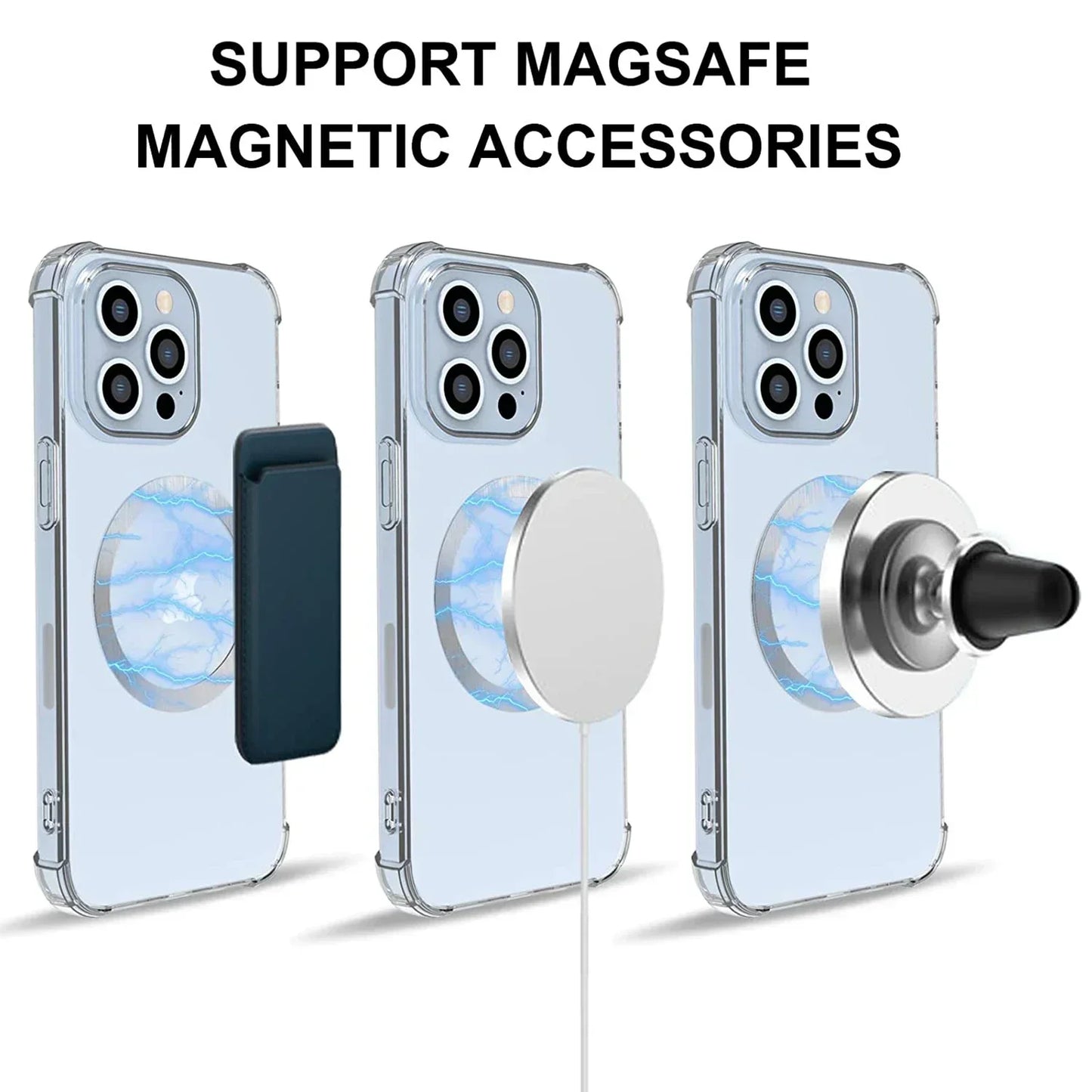 1-10PCSUniversal Strong Magnetic Ring Plate for MagSafe Wireless Charger 3M Adhesive Iron Sheet Sticker Car Phone Holder Mount