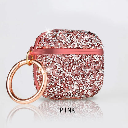 Funda For AirPods 4 3 2 1 Pro2 Case Glitter Diamond Bling Headphone Cover For AirPods 4 4th Pro 2 2nd Cases TPU Coque With Hook