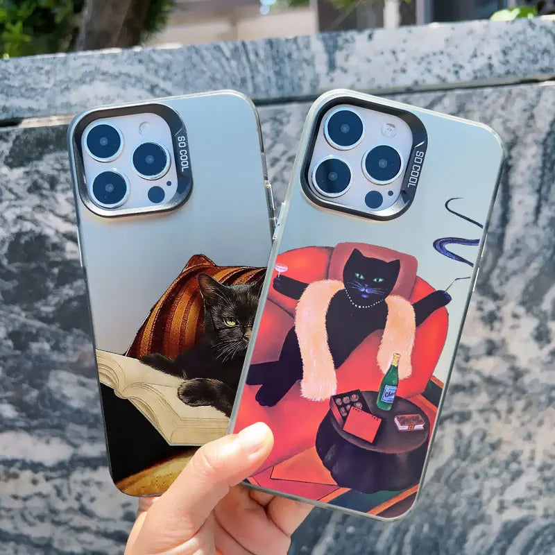 Funny Cat Daily Life Phone Case For iPhone 11 17 12 14 Pro Max Cases 16 13 15 Pro Max 13 Mini 15 Plus Shockproof Laser Covers