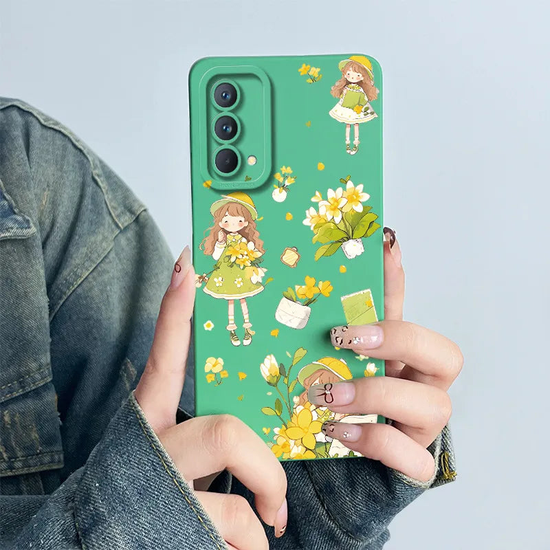 For Realme GT Master Phone Case GTmaster Edition RMX3363 RMX3360 Casing Soft Silicone Sweet Painted Fashion Flower Printed Cover