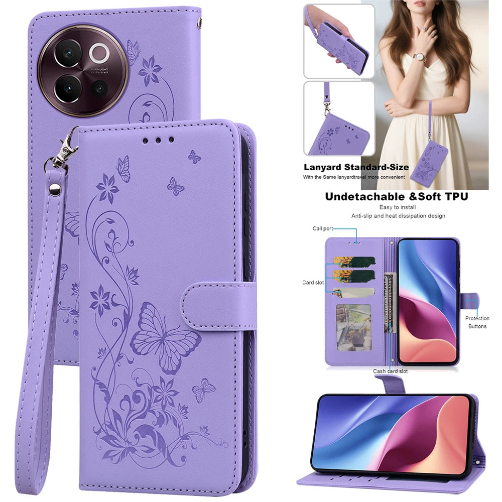 Leather Wallet Flip Phone Case For Vivo V50 V40 Lite Pro V30 Y39 Y04 Y29S Y19S Y11 Y12 Y15 Y03 Y18 Y28 Y20 Y11S Y12S Y36 Y100