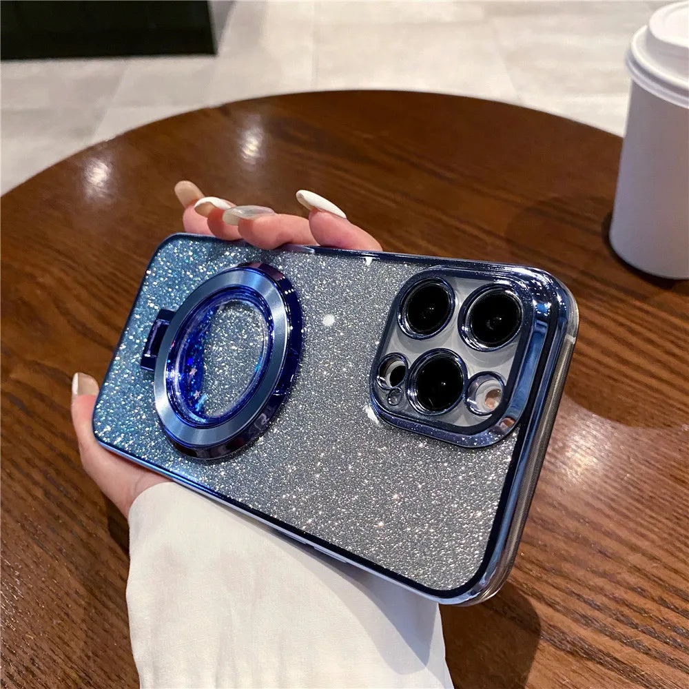Quicksand Bracket Glitter Case For Xiaomi Redmi 9A 9C 10A 10 10C 12 4G 12C 13C 4G 13C 5G A3 A1 A2 Plus Magnetic Stand Soft Cover