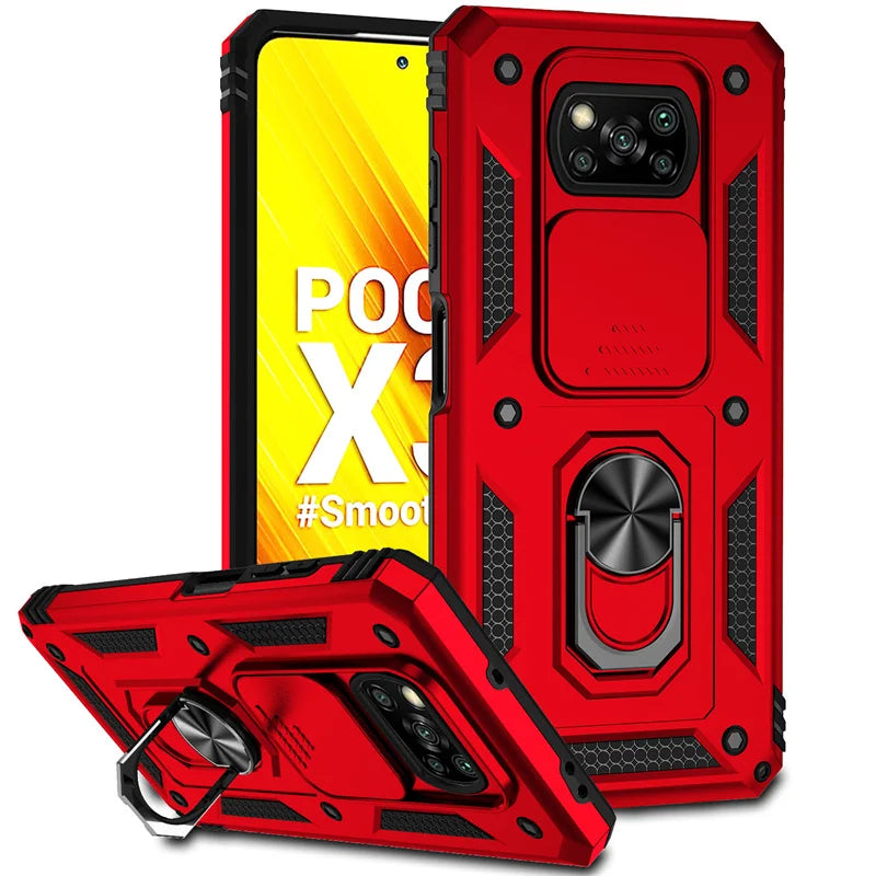 For Xiaomi Poco X3 Pro Case Magnetic Ring Holder Armor Cases For Poko Poxo Pocco Little X 3 NFC X3Pro Slide Camera Protect Cover