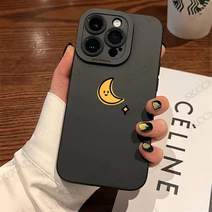 Simple Sun Moon Phone Case For iPhone 15 14 13 12 11 Pro Max 7 8 Plus X XR XS Funda High-end Soft Silicone Luxtury Cases Cover