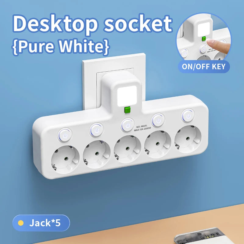 EU Plug AC Outlets Multitap Socket 2M Extension Cord Electrical Power Strip USB Type C Fast Charging Network Filter Adapter 1pc