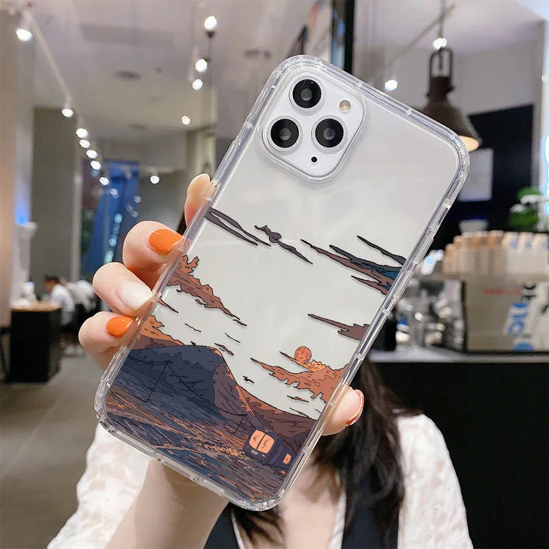For Samsung S23 S25 Ultra Case Anime Landscape Phone Case For Samsung Galaxy S24 S22 Ultra S20 S21 FE S23Ultra S 23 Plus Covers