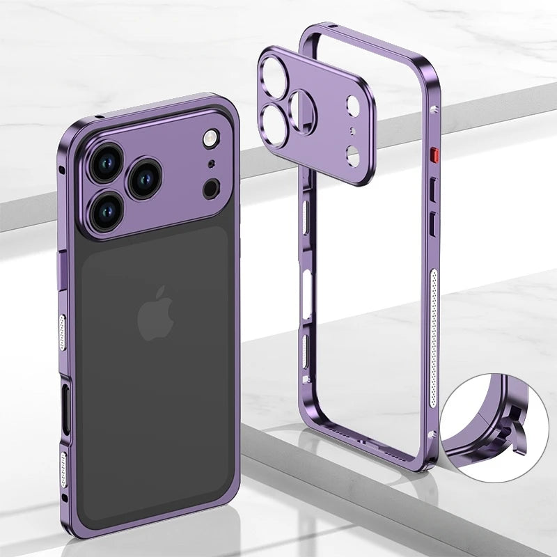 Luxury Metal Alloy Lens Protect Frame Phone Case For iPhone 17 Air 16 15 14 13 12 Pro Max Plus Silicone Lining Shockproof Bumper
