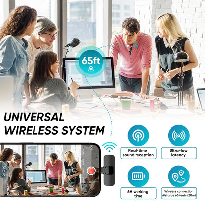 Wireless Lavalier Microphone For iPhone 17 16 15USB C Mini Microphone with Noise Cancellation Lapel Mic for Video Recording Vlog