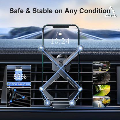 Gravity Car Phone Holder 360 Degree Rotatable Invisible Alloy Car Mount Air Vent Dashboard Gravity Mount GPS Stand Cell Support