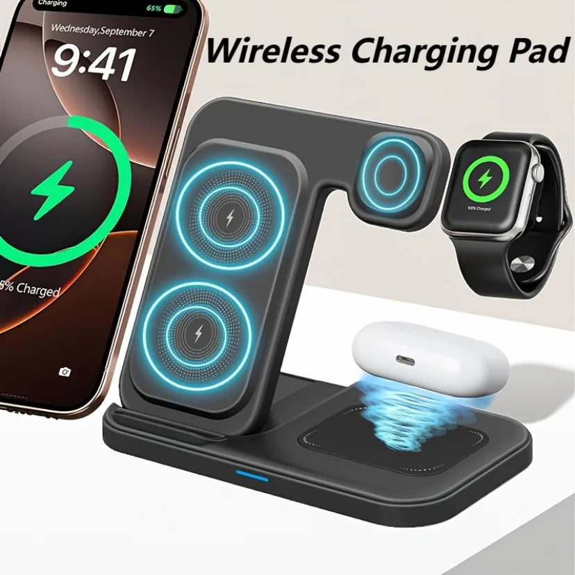 3 in 1 Wireless Charger Foldable Fast Charging Dock Stand For iPhone 17 16 15 14 13 12 Pro Max iWatch 11~2 Ultra SE AirPods 4 3