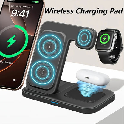 3 in 1 Wireless Charger Foldable Fast Charging Dock Stand For iPhone 17 16 15 14 13 12 Pro Max iWatch 11~2 Ultra SE AirPods 4 3