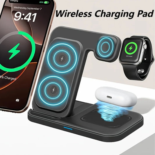 3 in 1 Wireless Charger Foldable Fast Charging Dock Stand For iPhone 17 16 15 14 13 12 Pro Max iWatch 11~2 Ultra SE AirPods 4 3
