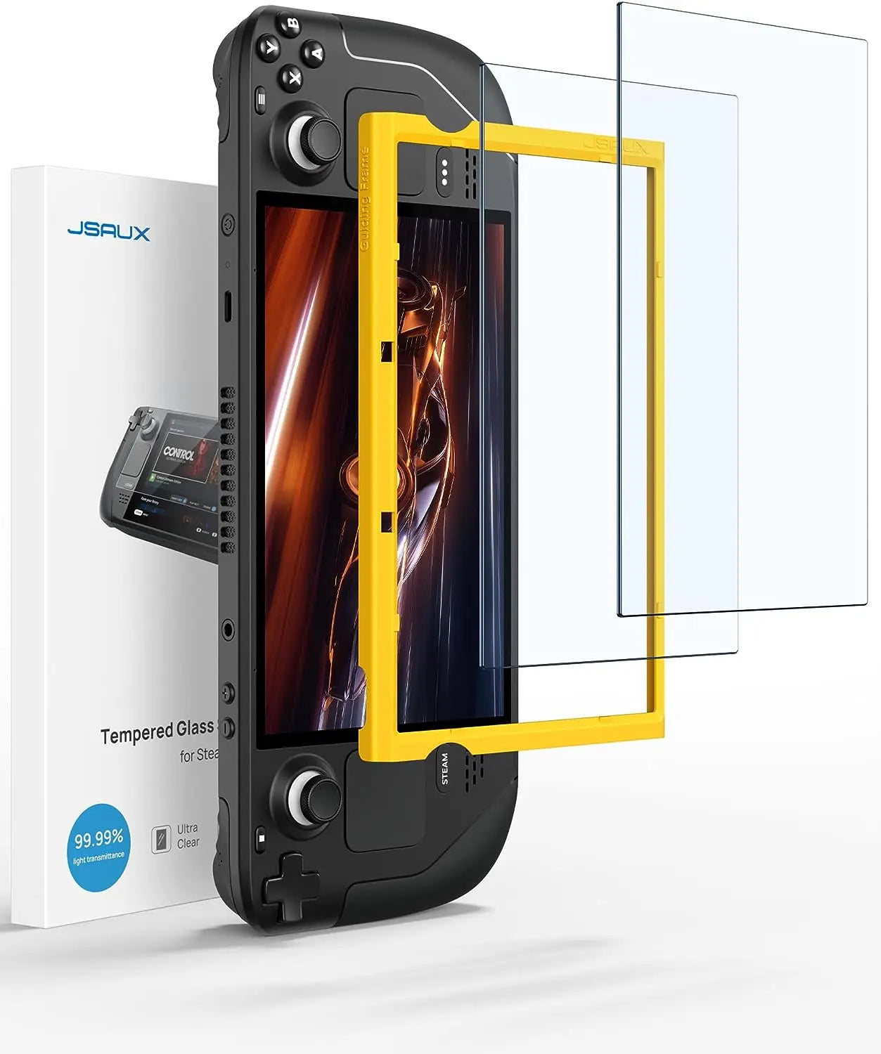 Steam Deck Screen Protector, Anti Glare Protector 9H Hardness Easy to Install with Guiding Frame Tempered Glass for Steam Deck