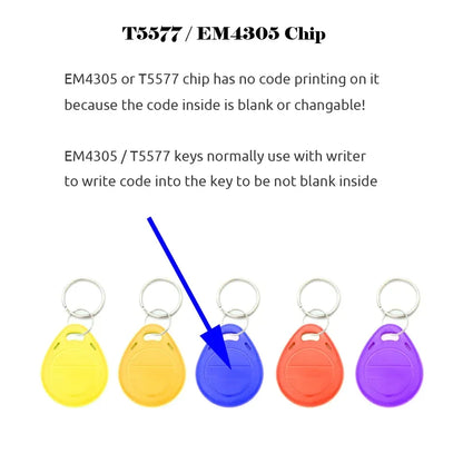 5YOA 10pcs 125KHz T5577 Keyfobs Rewritable Duplicate Tag 5200 Proximity Copy Access Card ID Token Ring RFID Cloner Keychain