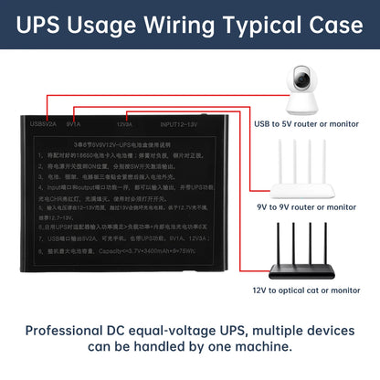 DC UPS Power Supply 5V 9V 12V Output 6x18650 Battery Uninterrupted DIY Power Bank Box  for House Router Cellphone Tablet Modem