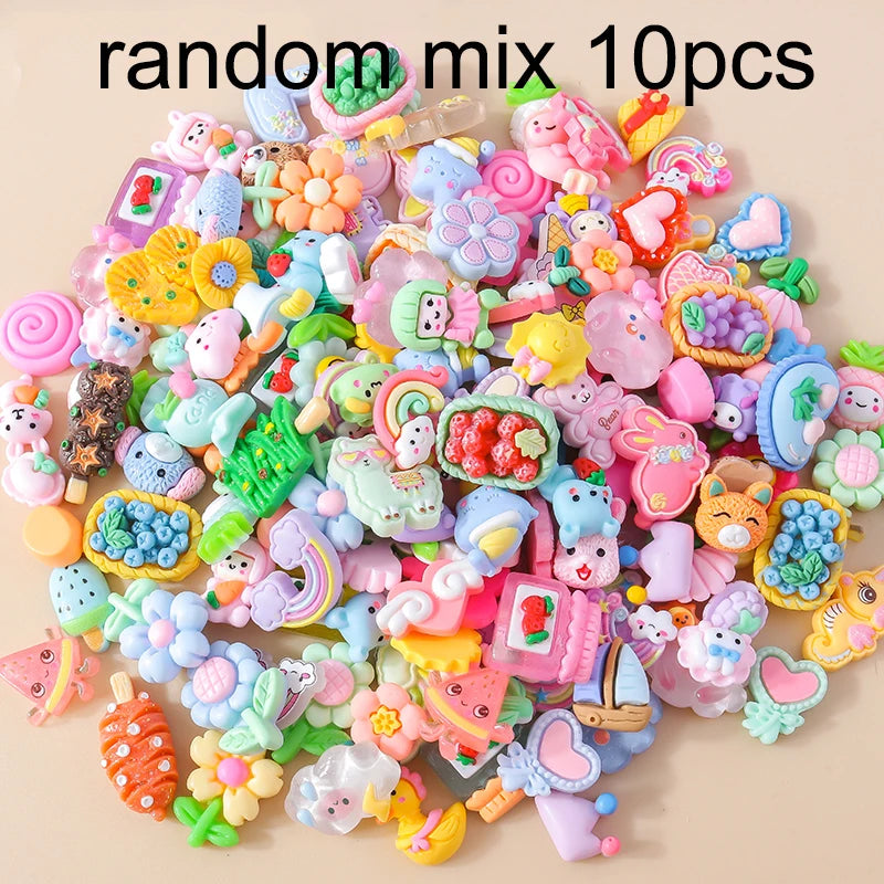 Leslie Random 10/20/30pcs Mixed Resin Food Flower Animal Nail Art Phone Case Hairpin Fridge Handmade DIY Charms Accessory