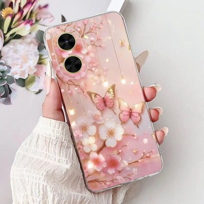 For Cover Xiaomi Redmi A5 4G / Poco C71 Phone Case Colorful Flower Butterfly Love Heart Lxuru Women Fashion Soft Clear Silicone