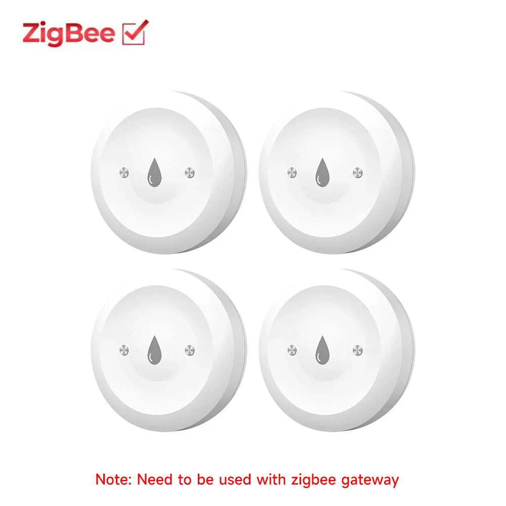Tuya ZigBee Smart Water Leak Sensor Flood Leakage Sensor Alarm APP Remote Monitoring Flood Overflow for Kitchen Bathroom