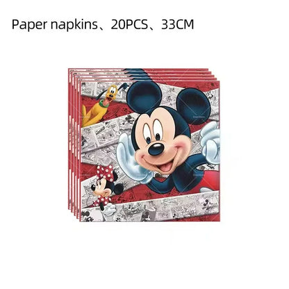 Mickey Balloon Cartoon Mouse Minnie Decorations Party Happy Birthday Banner Cake Topper Disposable Tableware Background Gift Bag