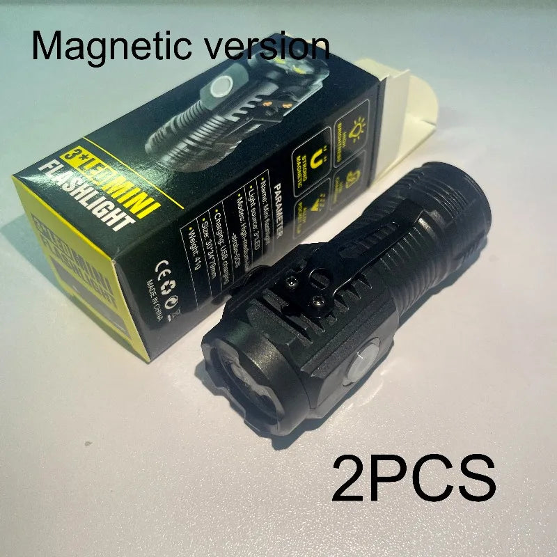 Three-eyed monster LED flashlight, a must-have for night travel, portable, high brightness, strobe lighting