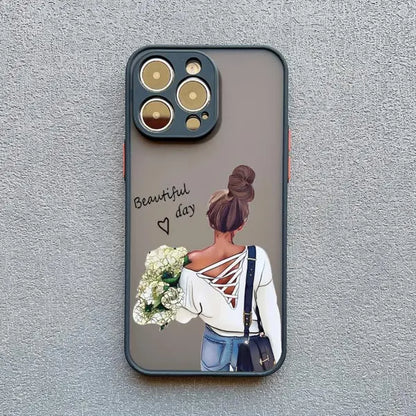 Girl Women Coffee Miss Phone Case For iphone 16 12 11 14 13 15 Pro Max X XS XR SE 2020 7 8 Plus Fashion Lady High Heel Covers