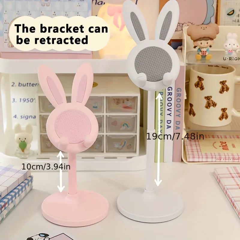 Lazy Stand Cartoon Bunny Phone Holder For iPhone IPad Samsung Cute Rabbit Mobile Phone Stand Desktop Adjustable Telescopic Lift