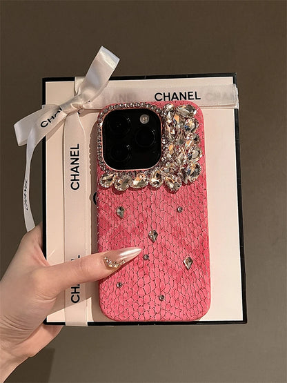 Luxurious Glitter Phone Case For iPhone 17 16 15 14 13 12 11 Pro Max  Snake Pattern Cover For iPhone 16 17 Pro max Diamond Shiny