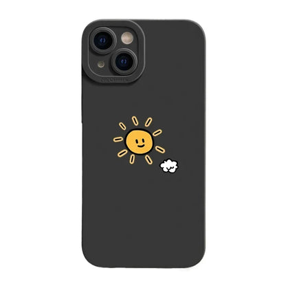 Simple Sun Moon Phone Case For iPhone 15 14 13 12 11 Pro Max 7 8 Plus X XR XS Funda High-end Soft Silicone Luxtury Cases Cover