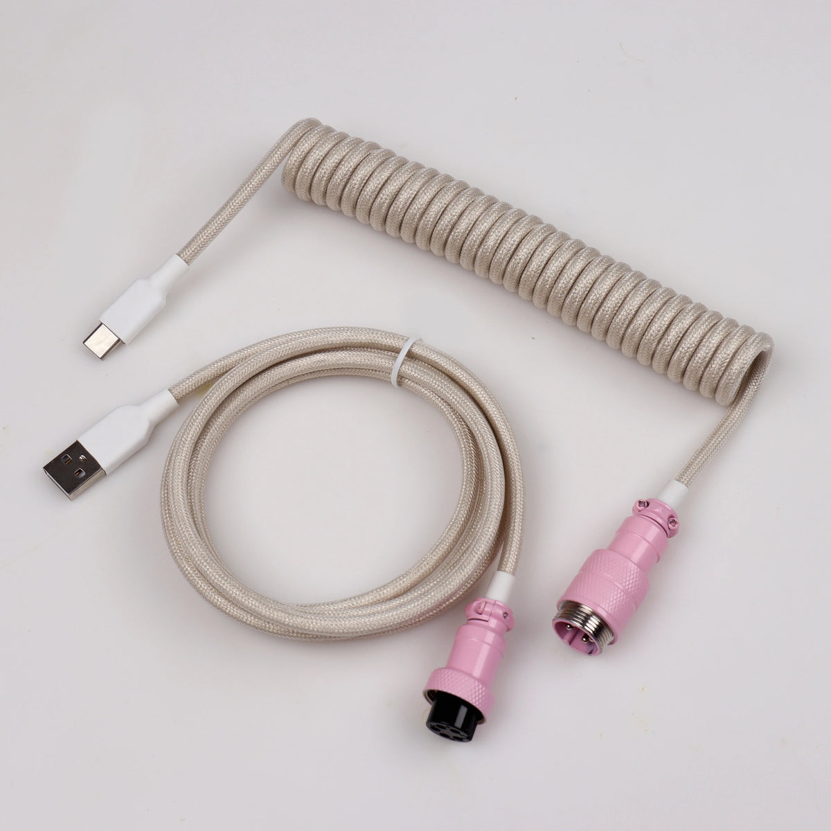 LANO Custom Paracord Coiled Mechanical Keyboard Type C Data Spring Cable GX16 Aviator Coil Spiral Usb C for Gaming Coiled Cable