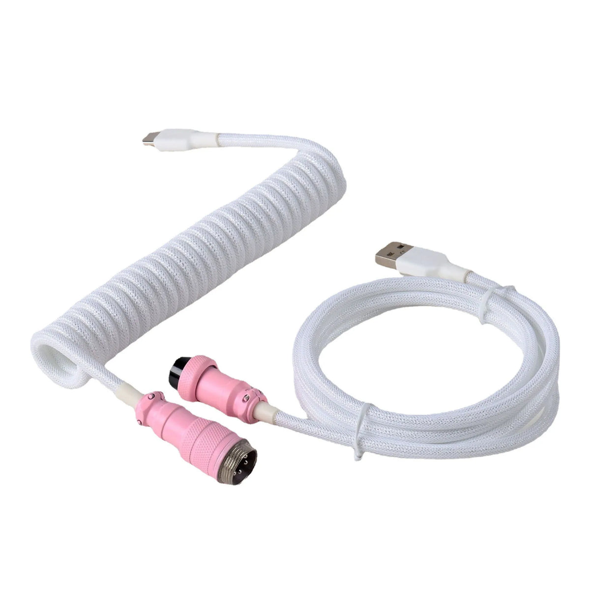 LANO Custom Paracord Coiled Mechanical Keyboard Type C Data Spring Cable GX16 Aviator Coil Spiral Usb C for Gaming Coiled Cable